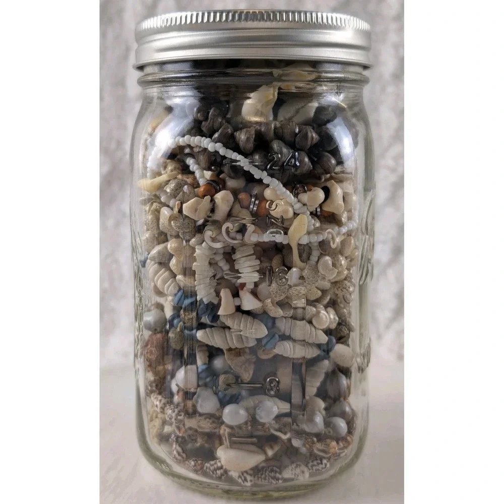 32 Oz Shell Jewelry Mystery Jar Wearable Seashell Necklaces Bracelets Mixed Lot